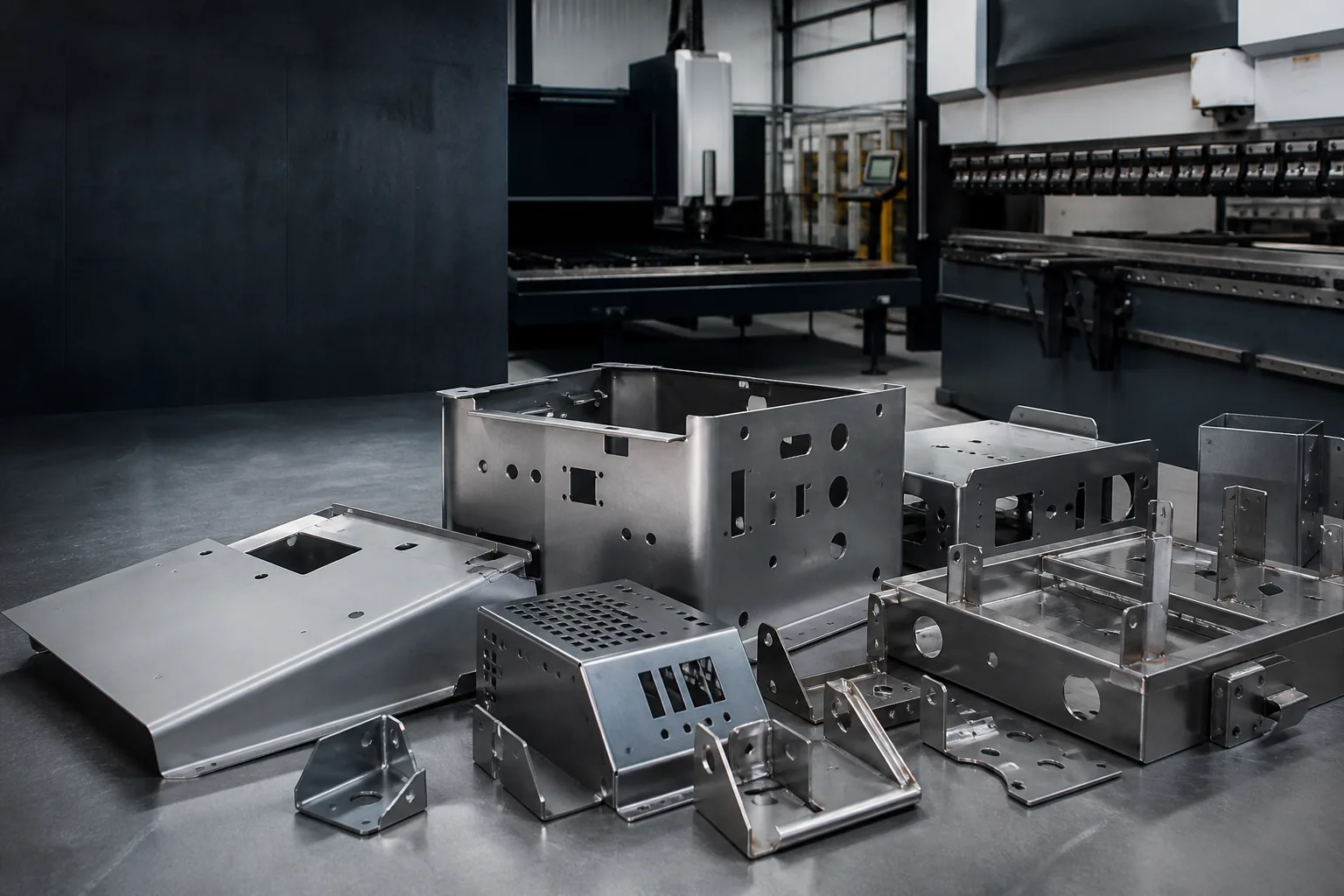 finished sheet metal parts in a fabrication environment.